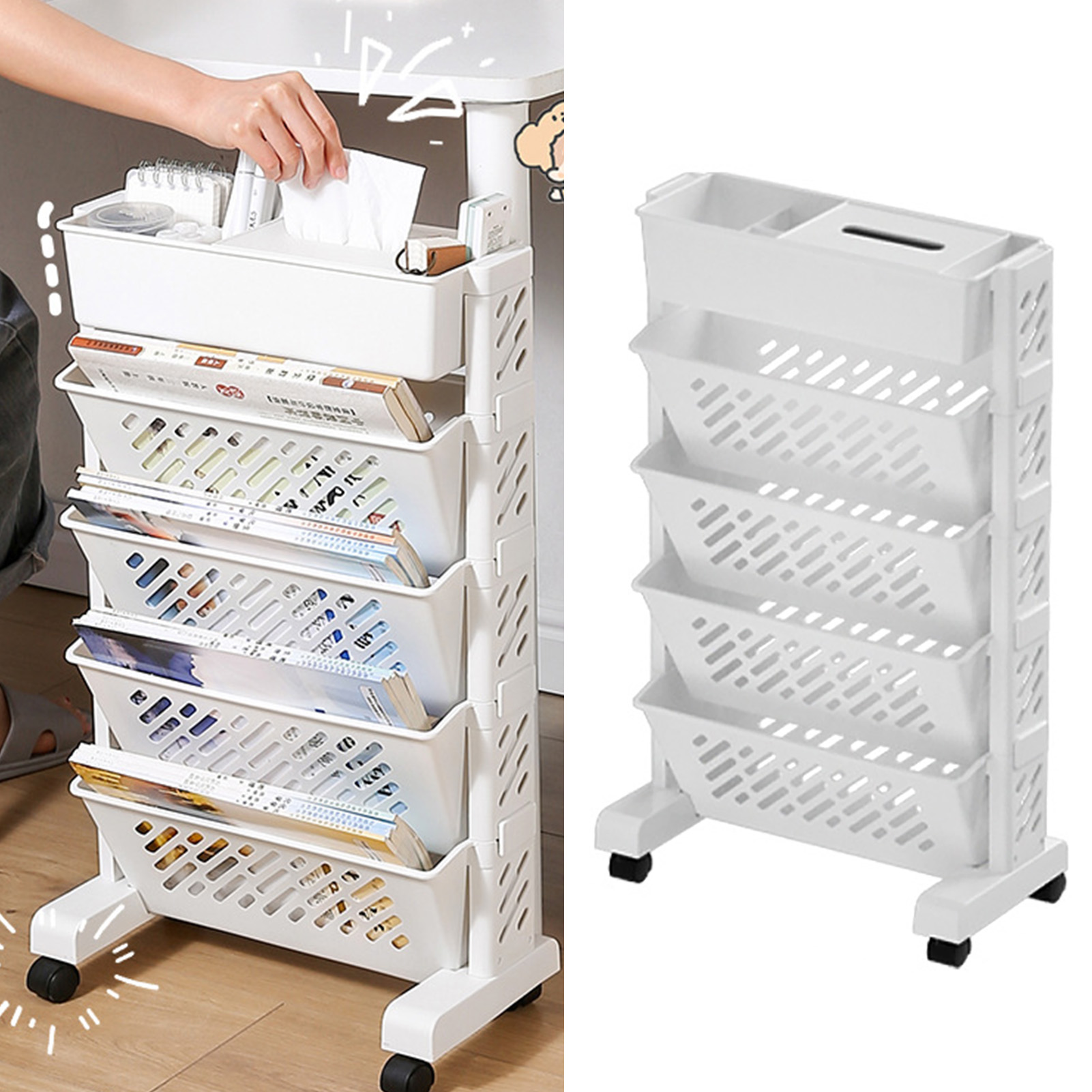 Estante móvel plástica removív - Magazine Holder Rack avaliação e preço